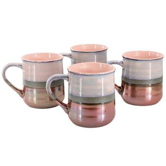 Gibson Home Copper Tonal 4 Piece 18 Ounce Stoneware Cup Set in Purple at Nordstrom