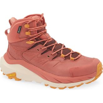Hoka One One Kaha 2 GTX Waterproof Hiking Boot in Hot Sauce /Shifting Sand at Nordstrom Rack, Size 9.5
