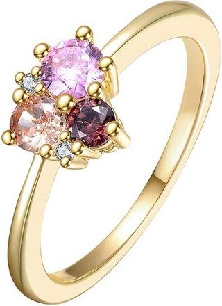 Rachel Glauber 14K Plated Cz Three Stone Ring