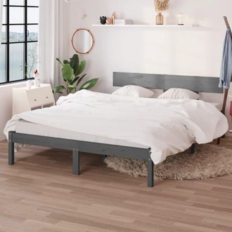 vidaXL Vidaxl - Estructura De Cama Doble Peque&ntilde;a Sin Colch&oacute;n Madera Maciza Gris