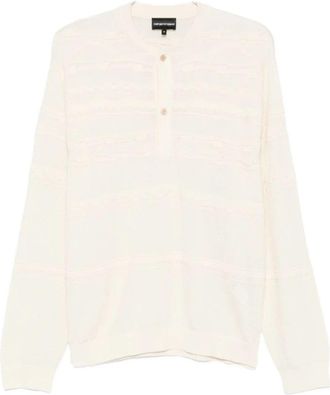 Emporio Armani Lyon Katoenmix Trui met Ronde Hals - Heren - Ronde hals truien - Wit - M - Katoen - Truien & Vesten