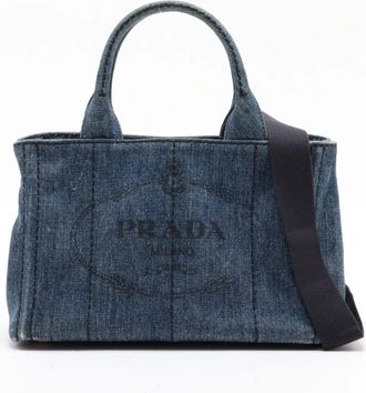 Prada Blue Handbag Shoulder Bag Tote Bag (Pre-Owned)