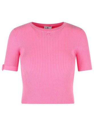 Courr&egrave;ges Camiseta rosa de mezcla de viscosa de Courreges