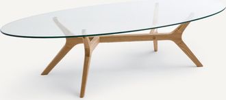 AM.PM Salontafel in ellipsvorm, eik en glas, Maricielo