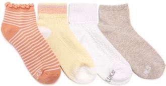 Muk Luks Dream Step Mini Crew Socks, 4 Pair Pack in Sunrise Yellow at Nordstrom