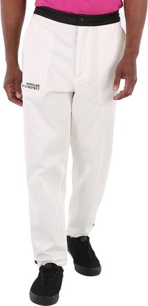 Moncler Mens White Logo Embroidered Cotton Tapered Trousers, Brand Size 46 (US Size 30)