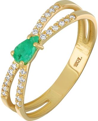 Bony Levy El Mar 18K Gold Gemstone & Diamond Stackable Ring in 18K Yellow Gold Emerald at Nordstrom Rack, Size 6.5