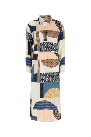 Fendi Womens Printed Silk Dress - Ivory - Size EU 38 (Womens)