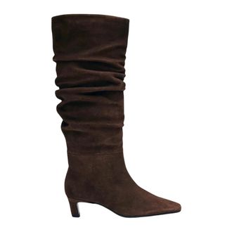 Alohas Bruine Su&egrave;de Leren Laarzen - Elegant - Dames - Laarzen met Hak - Bruin - 37 EU - Su&egrave;de - Schoenen