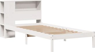 vidaXL Cama con estantería sin colchón madera maciza blanca 100x200 cm Vidaxl