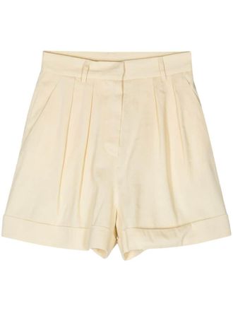 Andamane pleated linen-blend shorts - Yellow