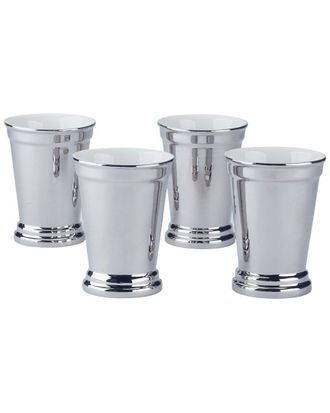 Certified International Derby Day At The Races Set Of 4 Silver Plated Mint Julep Cups