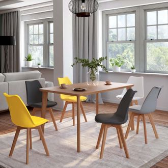 IDMarket Idmarket - Lote De 6 Sillas Escandinavas Sara Mezcla De Colores Gris Claro, Blanco, Gris Oscuro X2, Amarillo X2