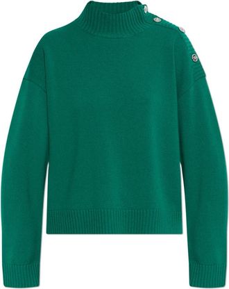 Versace Wool-Cashmere Knit Boxy Sweater - Dames - Coltruien - Groen - M - Wol - Truien & Vesten