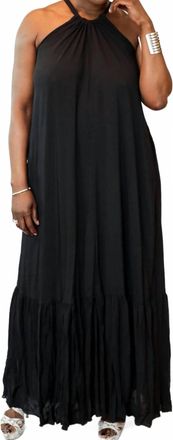 Elan Maxie Halter Maxi Dress In Black