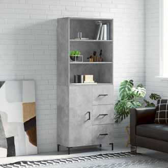 vidaXL Aparador Alto Madera Contrachapada Gris Hormig&oacute;n 69,5x34x180 Cm Vidaxl