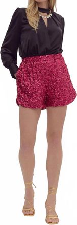 Entro High Waisted Sequin Shorts In Fuchsia