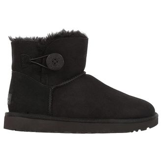 UGG Mini Bailey Button II Suede Womens Ankle Boots - Black - Size:UK 4