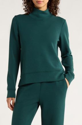 Lord & Taylor Dreamweave Recycled Polyester Blend Mock Neck Sweatshirt in Ponderosa Pine at Nordstrom, Size Medium
