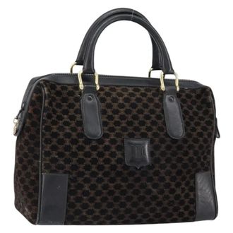 Celine Vintage Macadam Handbag C Macadam Suede Black Suede Handbag (Pre-Owned)
