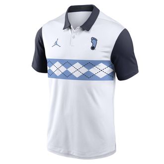 Nike Jordan Mens North Carolina Athletic Prep Vapor Alt Logo Jordan Brand Dri-FIT College Polo in White | 0JHT19NUNCN-SUM