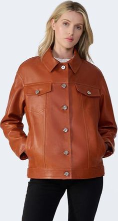 FURNIQ Bobbie Leather Shirt Jacket in Whiskey at Nordstrom, Size Xx-Large
