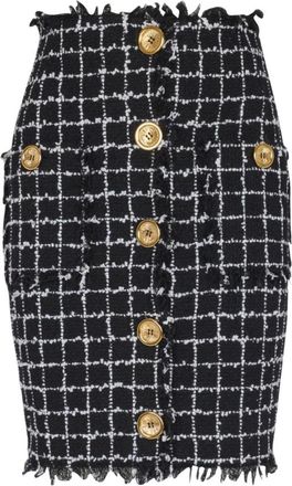 Balmain Tweed Pencil Skirt with Buttons