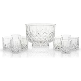 Viski Admiral Crystal 9-Piece Punch Bowl & Tumbler Set in Clear at Nordstrom