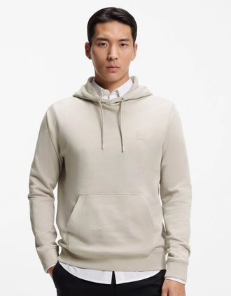 HUGO BOSS Mens BOSS Orange Wetalk Mens Pullover Hoodie With Logo Patch - Open Grey 070 - Size: 42