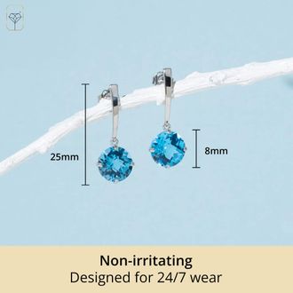 MAX + STONE 14k Yellow or White Gold 8mm Solitaire Gemstone Round Drop Dangle Earrings