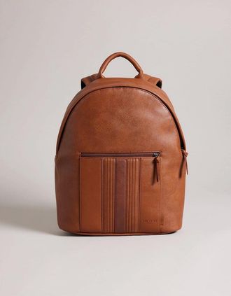 Ted Baker Mens Striped Laptop Backpack with Embossed Logo - Brown - Size: ONE size