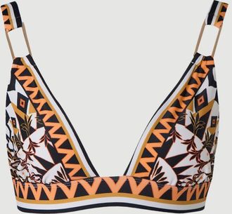 Karen Millen Womens Tile Print Plunge Bikini Top - Natural Nylon - Size X-Small