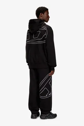 Diesel Cotton Hoodie with Oval-D Embroidery Sweatshirt - Black