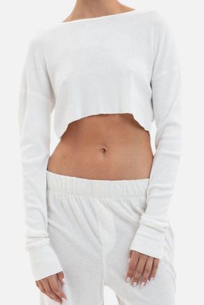 &Eacute;terne Long Sleeve Cropped Rib T-Shirt In Ivory