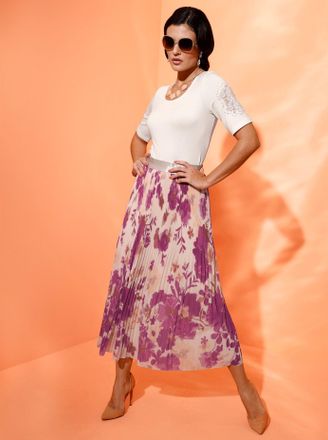 Cr&eacute;ation L Rundhalsshirt CREATION L Shirt, Damen, Gr. 44, beige (ecru), 95% Viskose, 5% Elasthan, unifarben, Rundhals, Shirts Rundhalsshirt