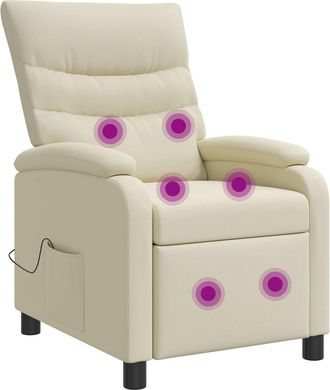 vidaXL Silla De Masajes Reclinable Crema Cuero Sint&eacute;tico Vidaxl