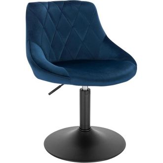 Woltu Woltu Juego De 1 Taburete De Bar De Terciopelo, Silla De Bar, Taburete De Sal&oacute;n Con Respaldo, Rotaci&oacute;n De 360&deg;, Altura Ajustable, Azul