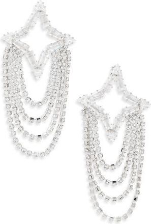 Tasha Crystal Star Draped Chain Drop Earrings in Silver/crystal at Nordstrom Rack
