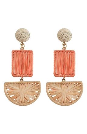 Panacea Woven Architectural Statement Earrings in Peach at Nordstrom