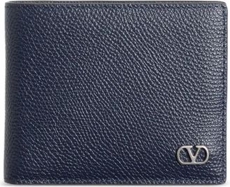 Valentino Garavani VLogo Signature grained wallet - men - Calf Leather - One Size - Blue