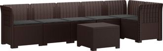 vidaXL Sof&aacute; De Jard&iacute;n Para 6 Personas Con Cojines Estilo Rattan Pp Vidaxl