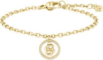 BOSS Gold-tone bracelet with Double B monogram charm