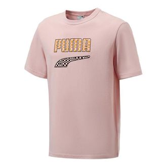 Puma Funny Logo Printing Sports Round Neck Short Sleeve Pink Red 533042-36