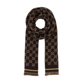 Gucci Accessoires, Heren, Bruin, ONE Size, Wol, GG Wool Jacquard Sjaal
