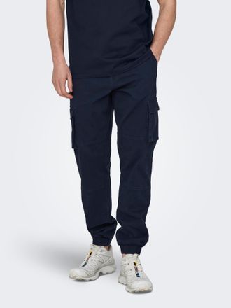Only & Sons Cargohose ONLY & SONS ONSCAM STAGE CARGO CUFF LIFE 6687 NOOS, Herren, Gr. 32, L&auml;nge 30, blau (marineblaus), Web, Obermaterial: 98% Baumwolle, 2% Elast