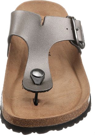 Tamaris Zehentrenner TAMARIS CORRA, Damen, Gr. 36, silber (anthrazit), Lederimitat, metallic, Schuhe Zehentrenner, Sommerschuh, Schlupfschuh mit angenehmen Ze