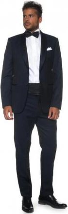 Emporio Armani Elegante smoking met ronde satijnen revers - Heren - Business pakken - Blauw - L - Satijn - Kostuums