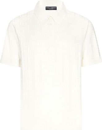 Dolce & Gabbana Monogram-Jacquard Silk Polo Shirt - Mens - Silk