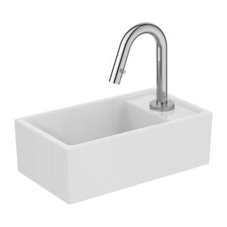 Ideal Paquete De Lavabo Eurovit + / Estante Stream A La Derecha, Blanco Y Cromado Con Grifo De Columna Standard
