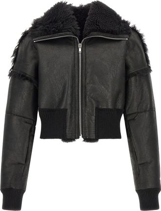Rick Owens Black Textured Leather Jacket